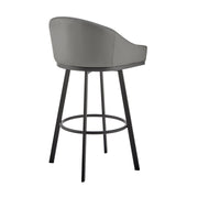 Eleanor Swivel Bar Stool in Black Metal with Gray Faux Leather - Furniture City (CA)l