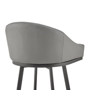 Eleanor Swivel Bar Stool in Black Metal with Gray Faux Leather - Furniture City (CA)l