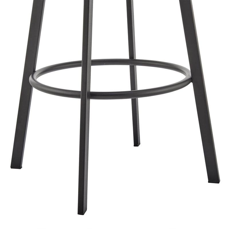 Eleanor Swivel Bar Stool in Black Metal with Gray Faux Leather - Furniture City (CA)l