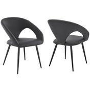 Elin Gray Faux Leather and Black Metal Dining Chairs - Set of 2 - Furniture City (CA)l