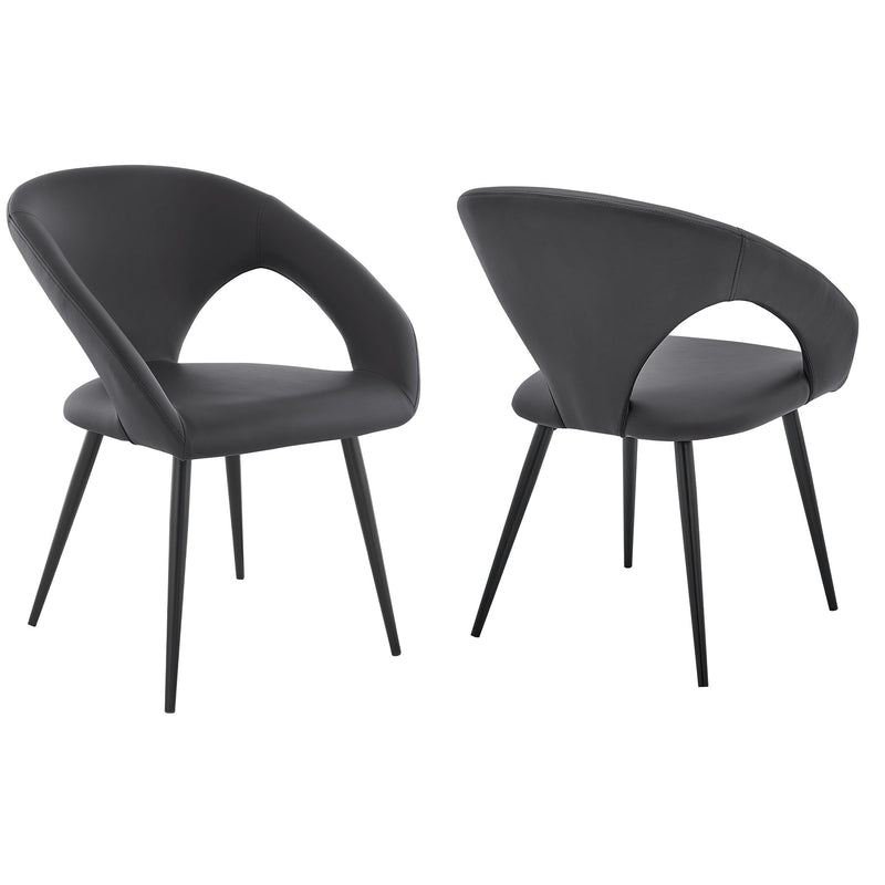 Elin Gray Faux Leather and Black Metal Dining Chairs - Set of 2 - Furniture City (CA)l