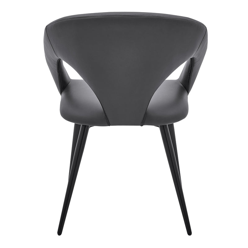 Elin Gray Faux Leather and Black Metal Dining Chairs - Set of 2 - Furniture City (CA)l