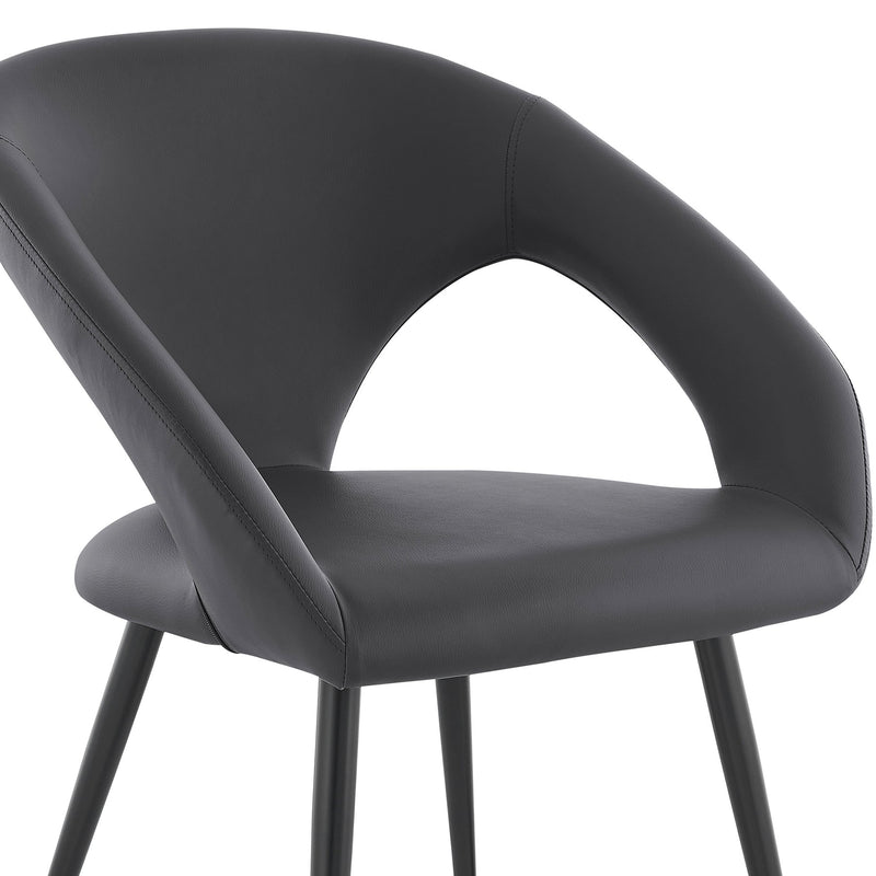 Elin Gray Faux Leather and Black Metal Dining Chairs - Set of 2 - Furniture City (CA)l