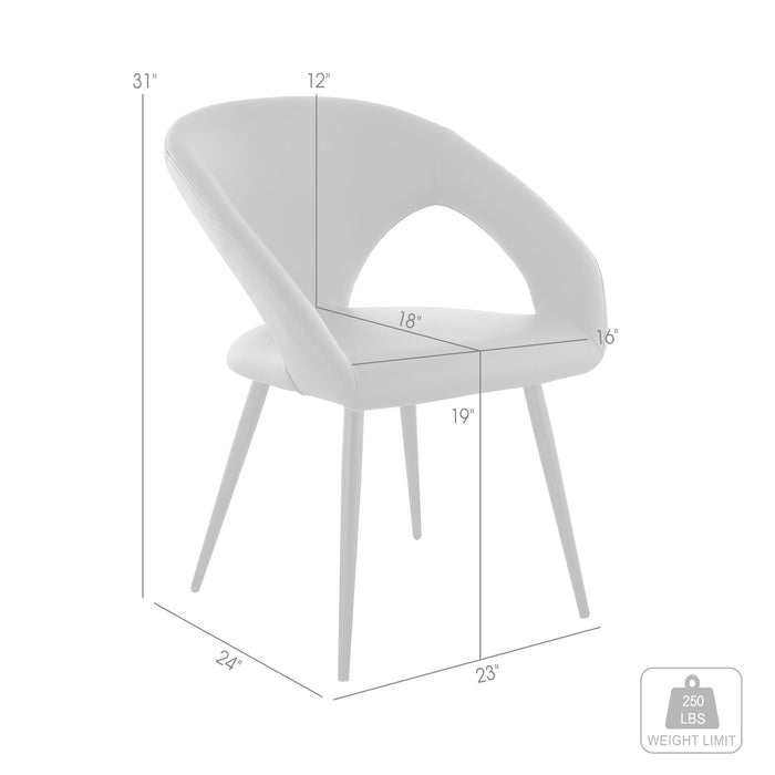 Elin Gray Faux Leather and Black Metal Dining Chairs - Set of 2