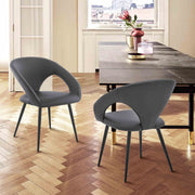 Elin Gray Faux Leather and Black Metal Dining Chairs - Set of 2 - Furniture City (CA)l