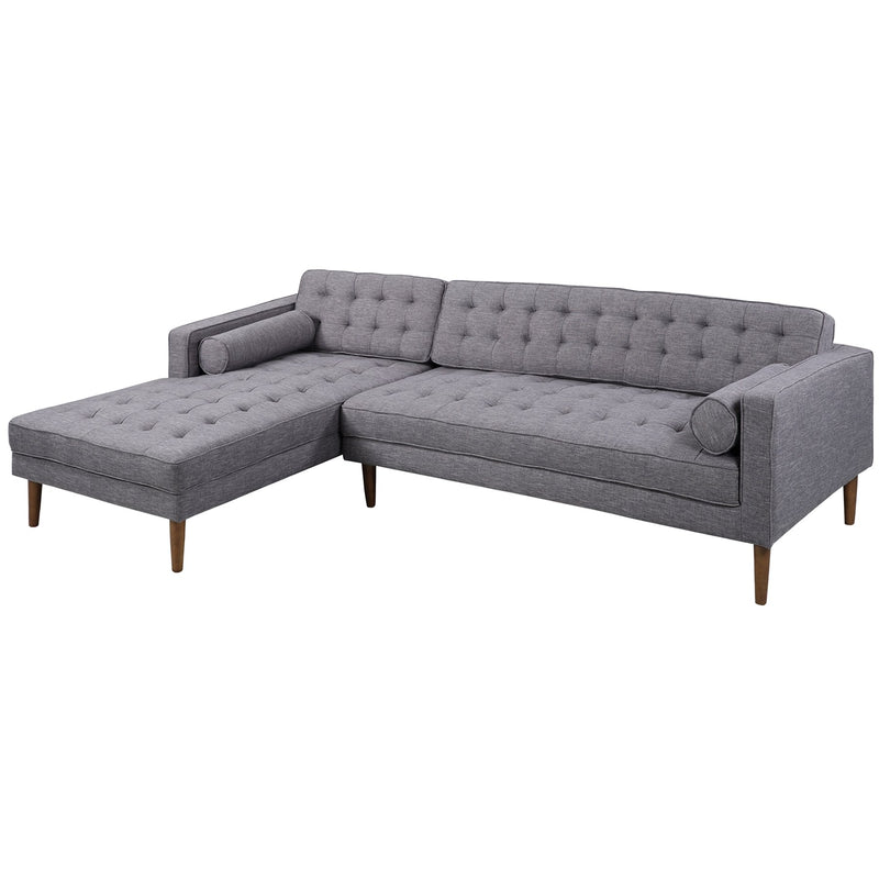 Element Left-Side Chaise Sectional in Dark Gray Linen and Walnut Legs - Furniture City (CA)l