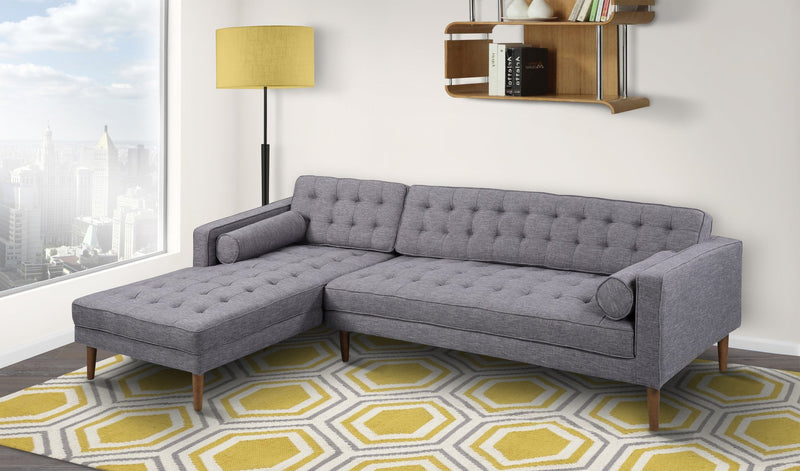Element Left-Side Chaise Sectional in Dark Gray Linen and Walnut Legs - Furniture City (CA)l