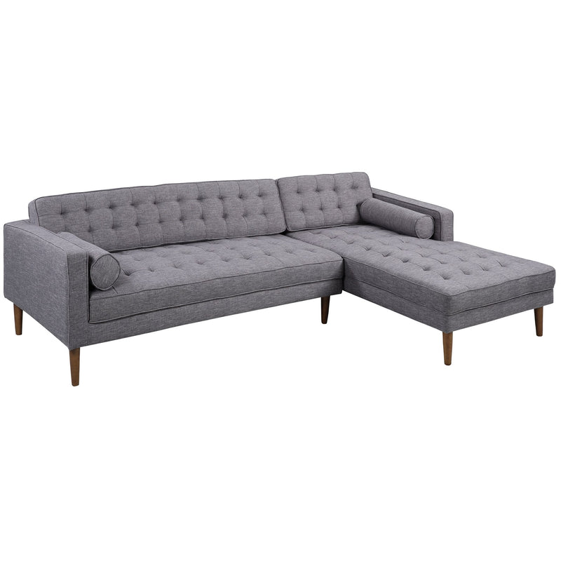 Element Right-Side Chaise Sectional in Dark Gray Linen and Walnut Legs - Furniture City (CA)l