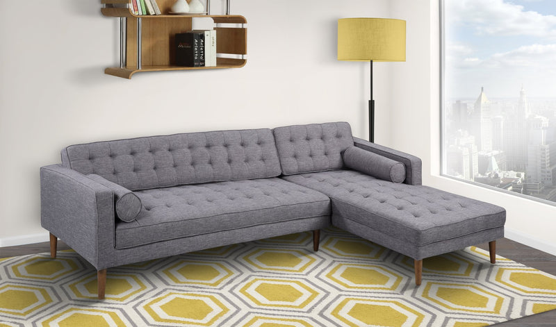 Element Right-Side Chaise Sectional in Dark Gray Linen and Walnut Legs - Furniture City (CA)l