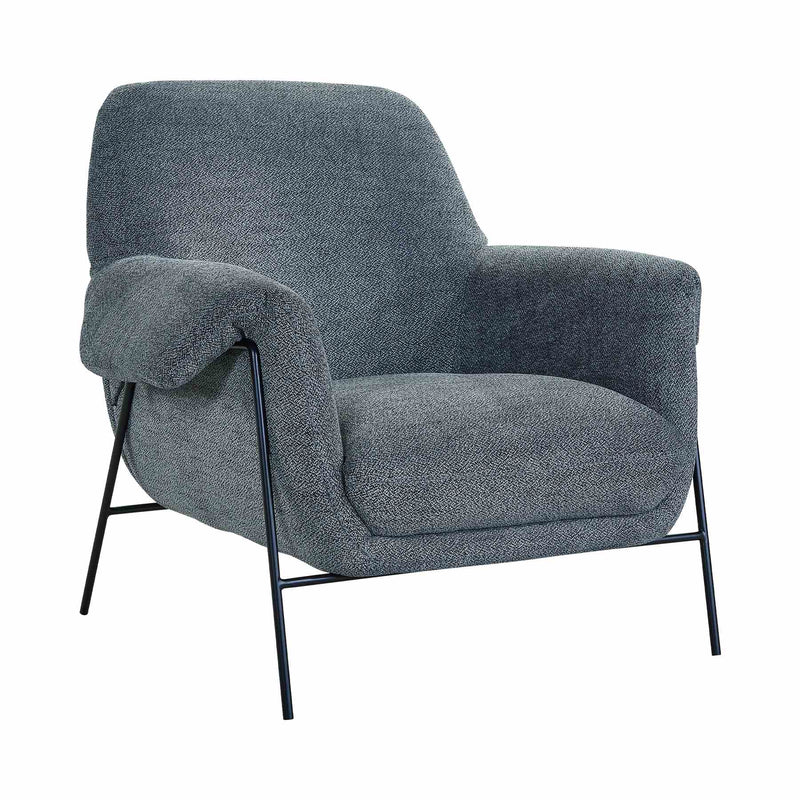 Elie Contemporary Accent Chair in Black Metal Finish and Pewter Fabric - Furniture City (CA)l