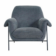 Elie Contemporary Accent Chair in Black Metal Finish and Pewter Fabric - Furniture City (CA)l
