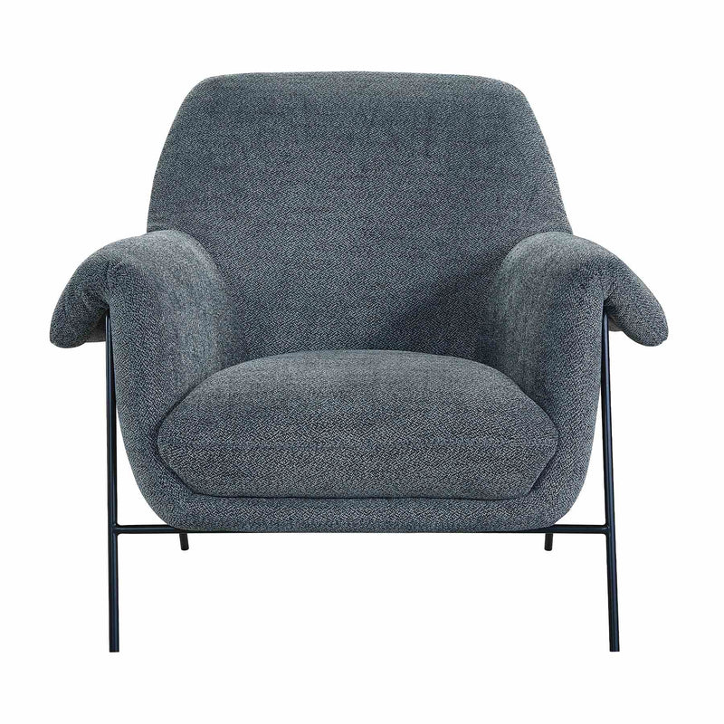 Elie Contemporary Accent Chair in Black Metal Finish and Pewter Fabric - Furniture City (CA)l
