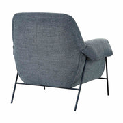 Elie Contemporary Accent Chair in Black Metal Finish and Pewter Fabric - Furniture City (CA)l