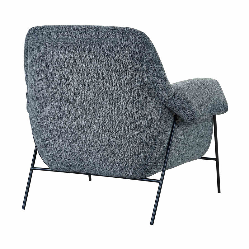 Elie Contemporary Accent Chair in Black Metal Finish and Pewter Fabric - Furniture City (CA)l