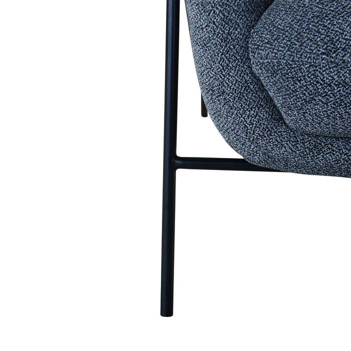 Elie Contemporary Accent Chair in Black Metal Finish and Pewter Fabric
