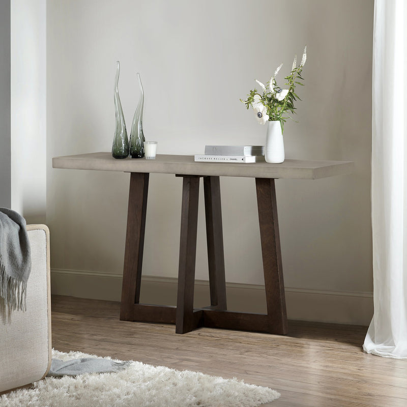 Elodie Gray Concrete and Dark Gray Oak Rectangle Console Table - Furniture City (CA)l