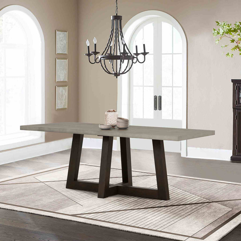 Elodie Gray Concrete and Dark Gray Oak Rectangle Dining Table - Furniture City (CA)l