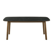 Emorie Mid-Century Modern 71 in. Rectangle Wood Dining Table in Walnut Finish with Sintered Stone Top  - Furniture City (CA)l