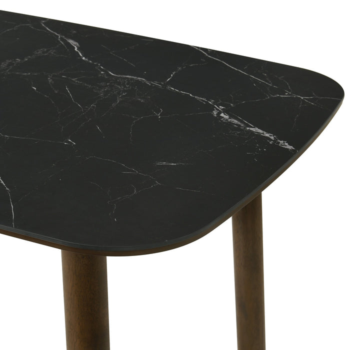 Emorie Mid-Century Modern 71 in. Rectangle Wood Dining Table in Walnut Finish with Sintered Stone Top 