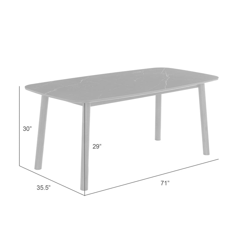 Emorie Mid-Century Modern 71 in. Rectangle Wood Dining Table in Walnut Finish with Sintered Stone Top  - Furniture City (CA)l