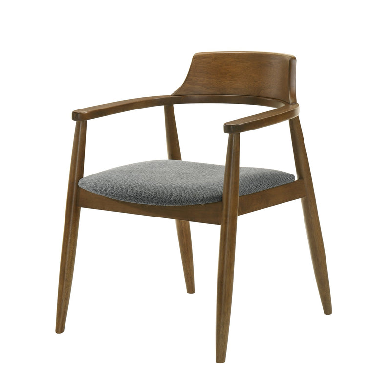 Emorie Mid-Century Modern Charcoal Upholstered Solid Wood Dining Chair in Walnut Finish  - Furniture City (CA)l