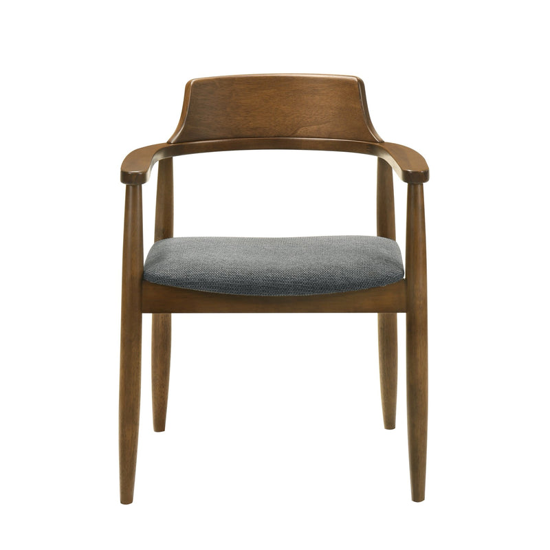 Emorie Mid-Century Modern Charcoal Upholstered Solid Wood Dining Chair in Walnut Finish  - Furniture City (CA)l