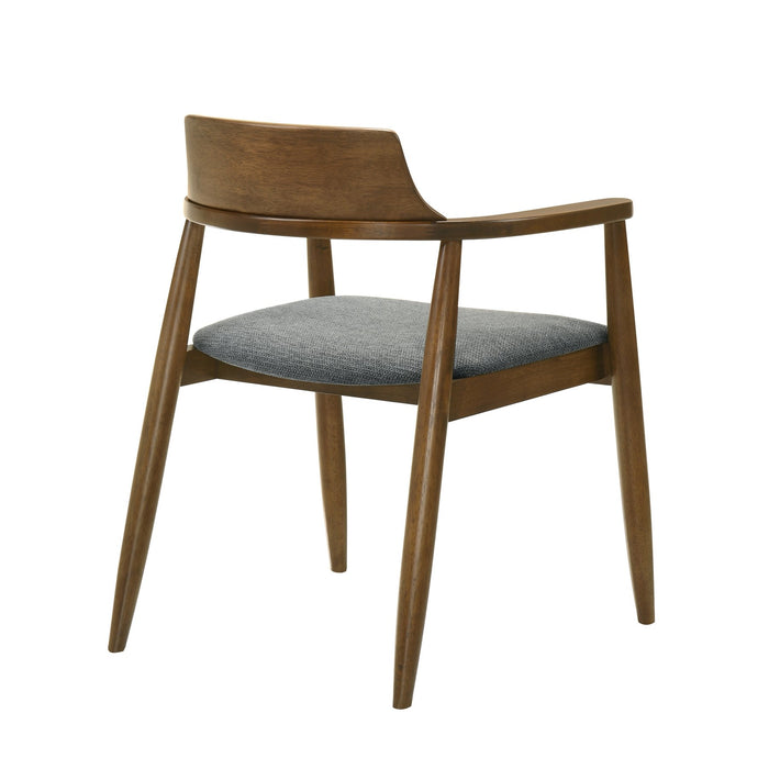 Emorie Mid-Century Modern Charcoal Upholstered Solid Wood Dining Chair in Walnut Finish 