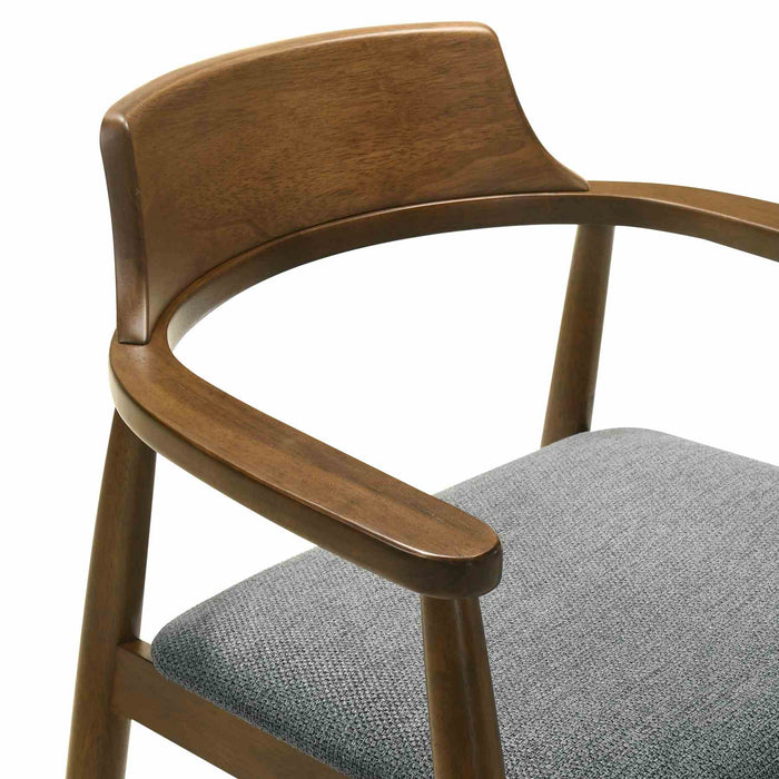 Emorie Mid-Century Modern Charcoal Upholstered Solid Wood Dining Chair in Walnut Finish 
