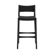 Erie Black Woven Paper Cord and Wood Counter Stool - Furniture City (CA)l