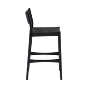 Erie Black Woven Paper Cord and Wood Counter Stool - Furniture City (CA)l