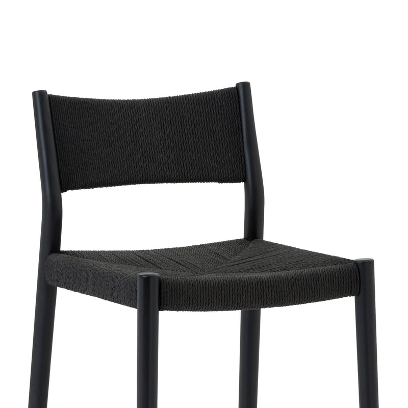 Erie Black Woven Paper Cord and Wood Counter Stool - Furniture City (CA)l