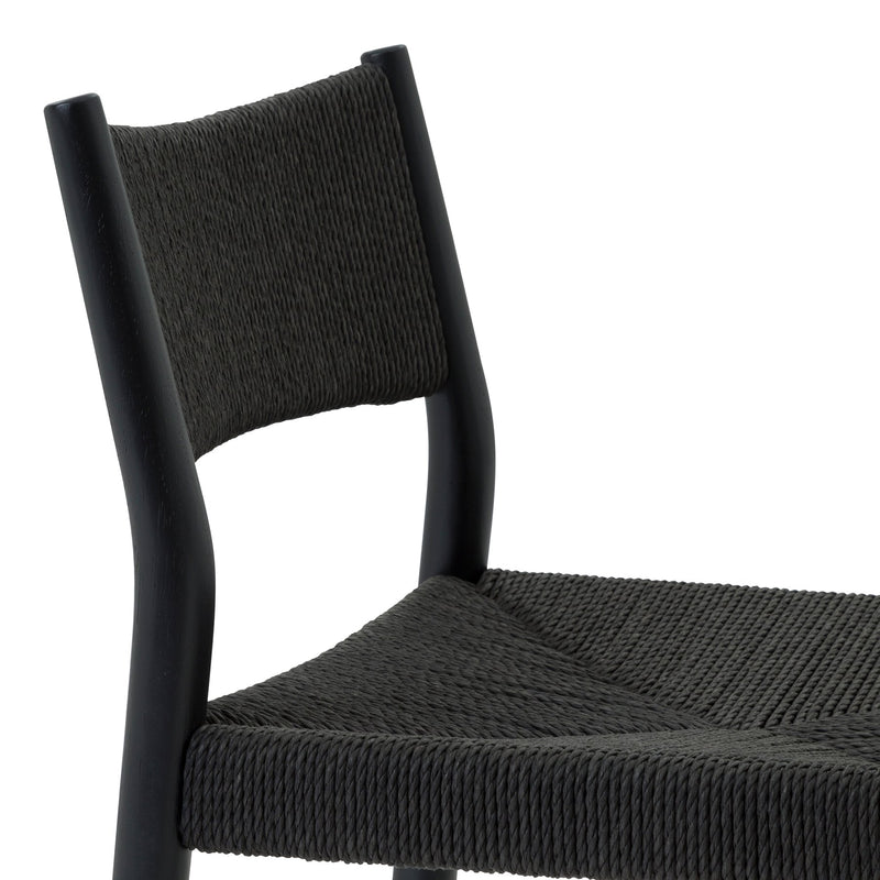 Erie Black Woven Paper Cord and Wood Counter Stool - Furniture City (CA)l