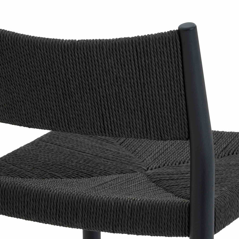 Erie Black Woven Paper Cord and Wood Counter Stool - Furniture City (CA)l