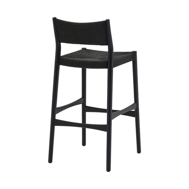 Erie Black Woven Paper Cord and Wood Bar Stool - Furniture City (CA)l