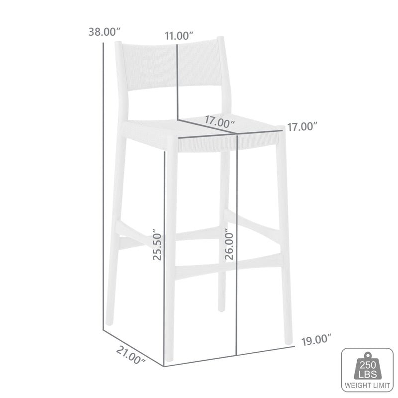 Erie Woven Paper Cord and Oak Wood Counter Stool - Furniture City (CA)l