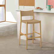 Erie Woven Paper Cord and Oak Wood Counter Stool - Furniture City (CA)l
