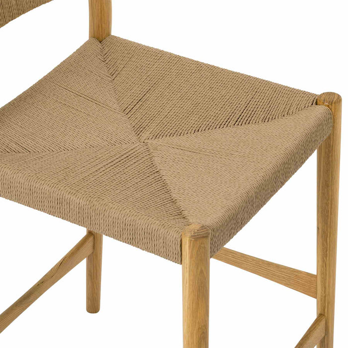 Erie Woven Paper Cord and Oak Wood Counter Stool