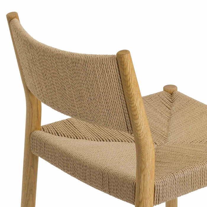 Erie Woven Paper Cord and Oak Wood Counter Stool