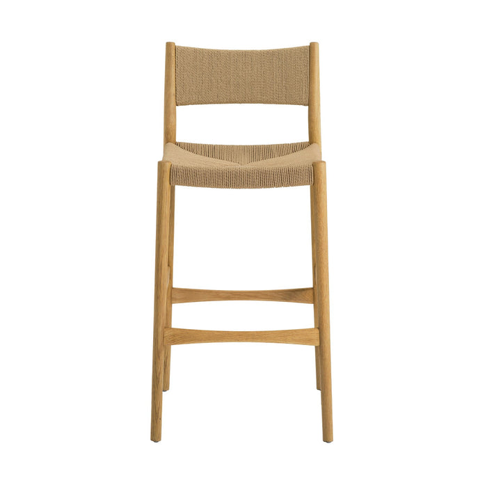 Erie Woven Paper Cord and Oak Wood Bar Stool