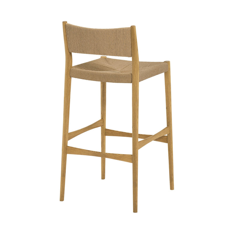 Erie Woven Paper Cord and Oak Wood Bar Stool - Furniture City (CA)l