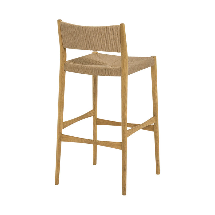 Erie Woven Paper Cord and Oak Wood Bar Stool