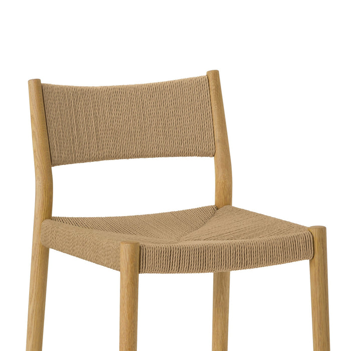 Erie Woven Paper Cord and Oak Wood Bar Stool