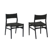 Erie Black Woven Paper Cord and Wood Dining Chairs - Set of 2 - Furniture City (CA)l