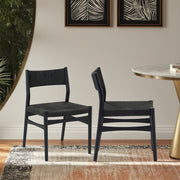 Erie Black Woven Paper Cord and Wood Dining Chairs - Set of 2 - Furniture City (CA)l