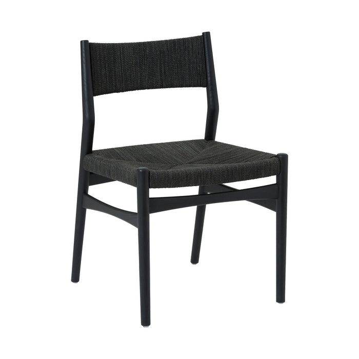 Erie Black Woven Paper Cord and Wood Dining Chairs - Set of 2