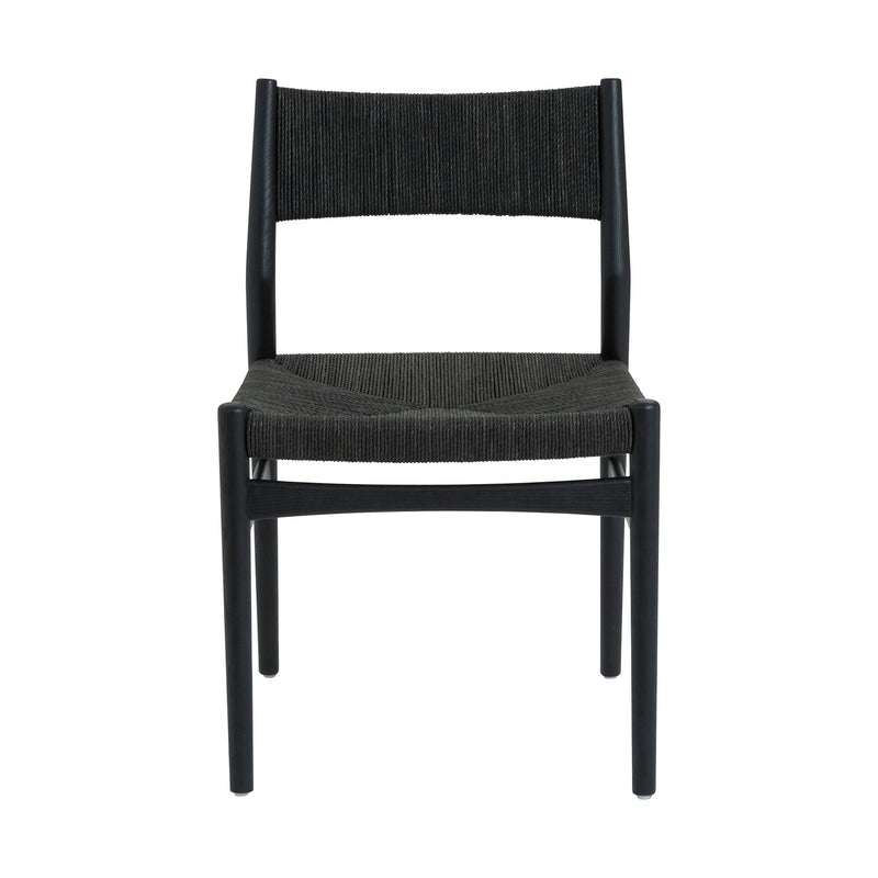 Erie Black Woven Paper Cord and Wood Dining Chairs - Set of 2 - Furniture City (CA)l