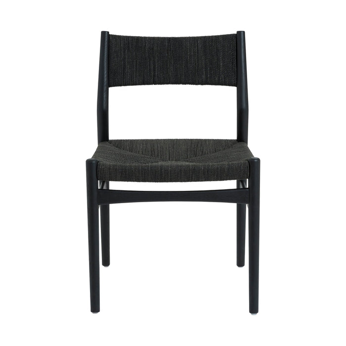 Erie Black Woven Paper Cord and Wood Dining Chairs - Set of 2