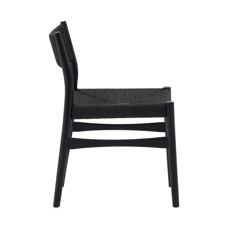 Erie Black Woven Paper Cord and Wood Dining Chairs - Set of 2 - Furniture City (CA)l