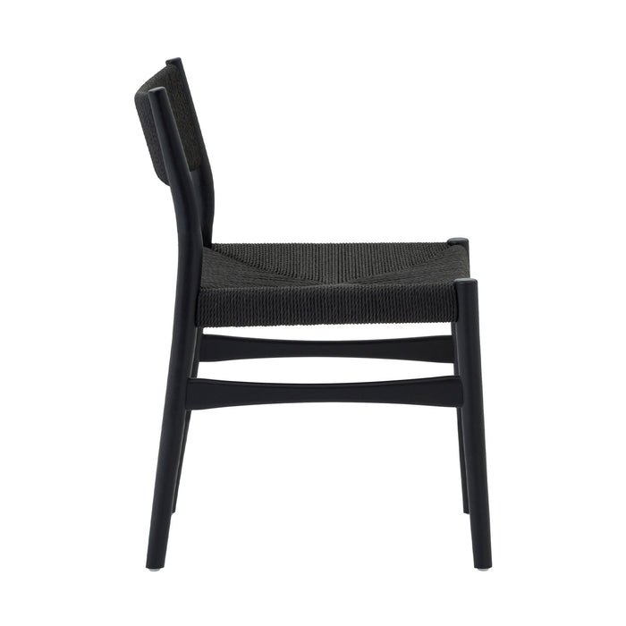 Erie Black Woven Paper Cord and Wood Dining Chairs - Set of 2