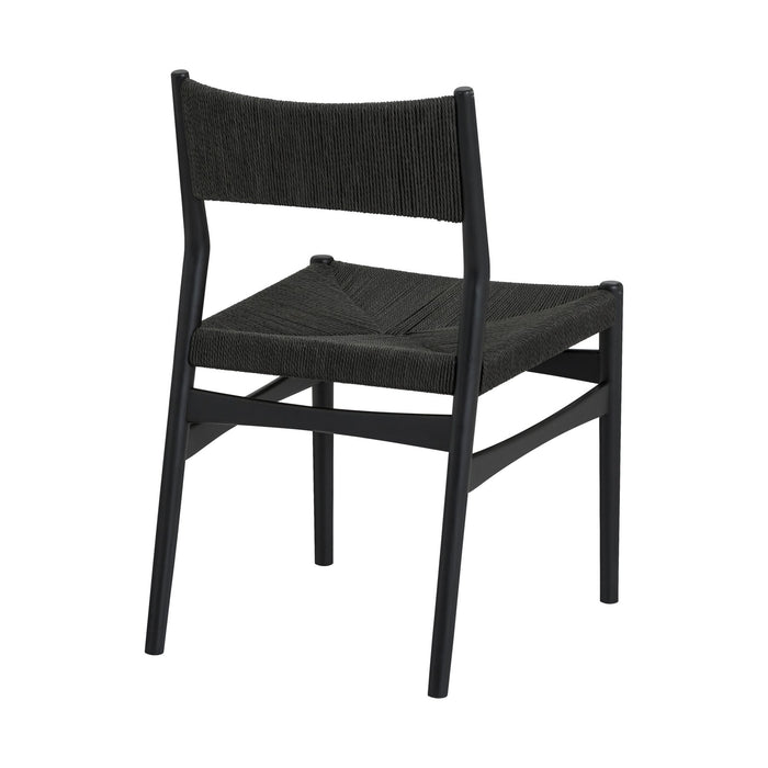 Erie Black Woven Paper Cord and Wood Dining Chairs - Set of 2